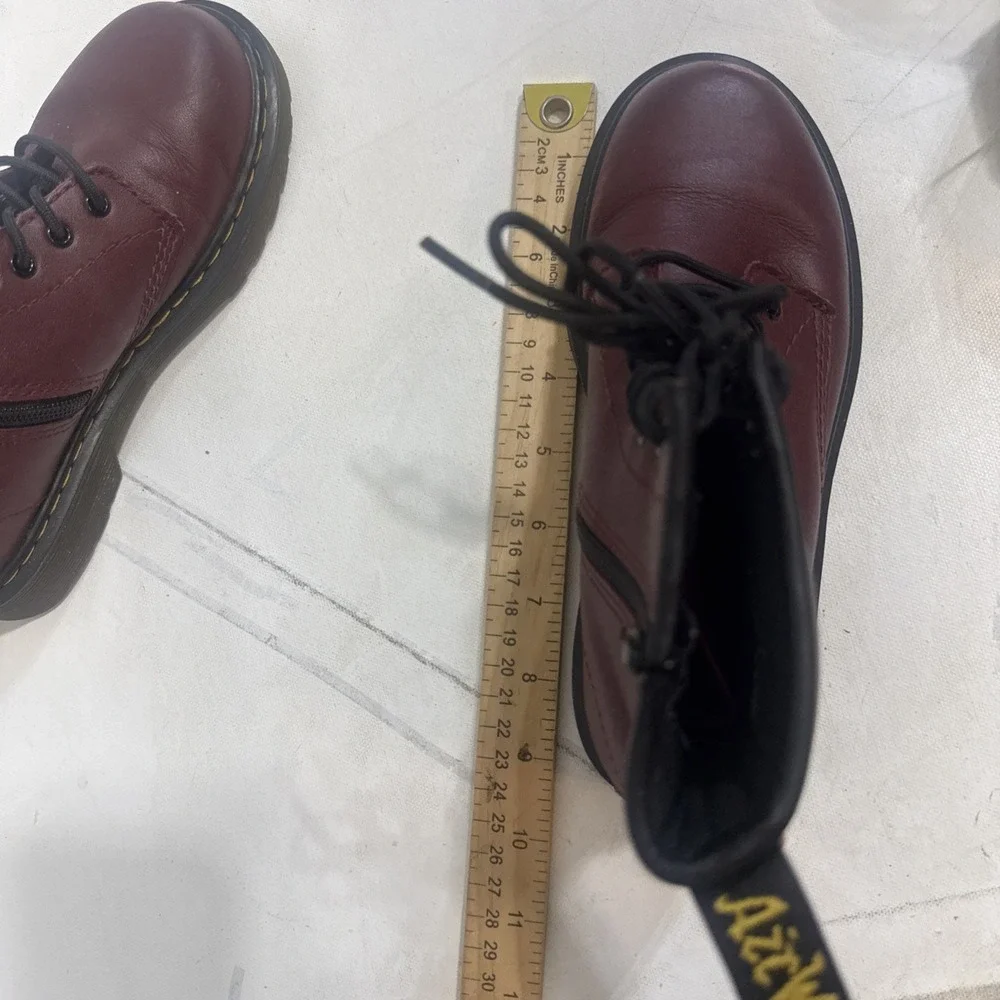 Dr. Martens Delaney Unisex Kids Burgundy Red Casual Side Zip Doc Boots Size 2